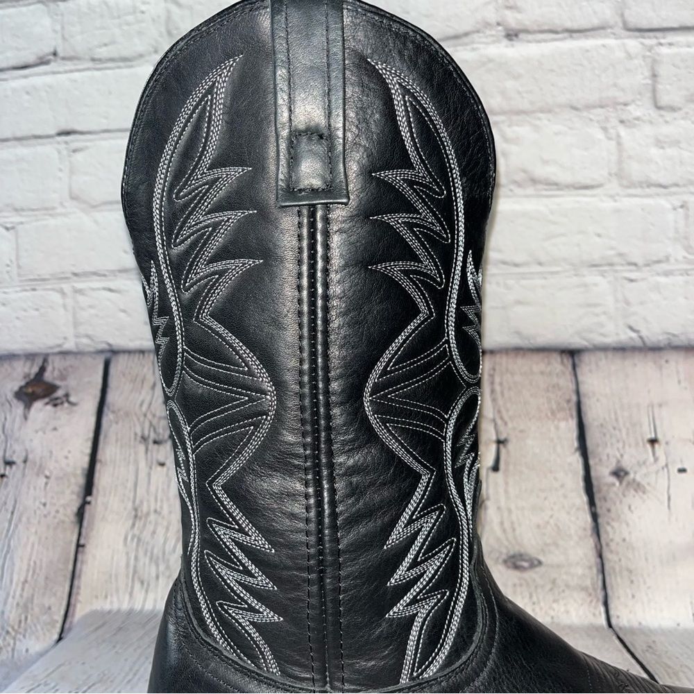 ✅SOLD✅ Laredo Western Birchwood Black Leather Cowboy Boots Size 10.5 - Picture 16 of 17